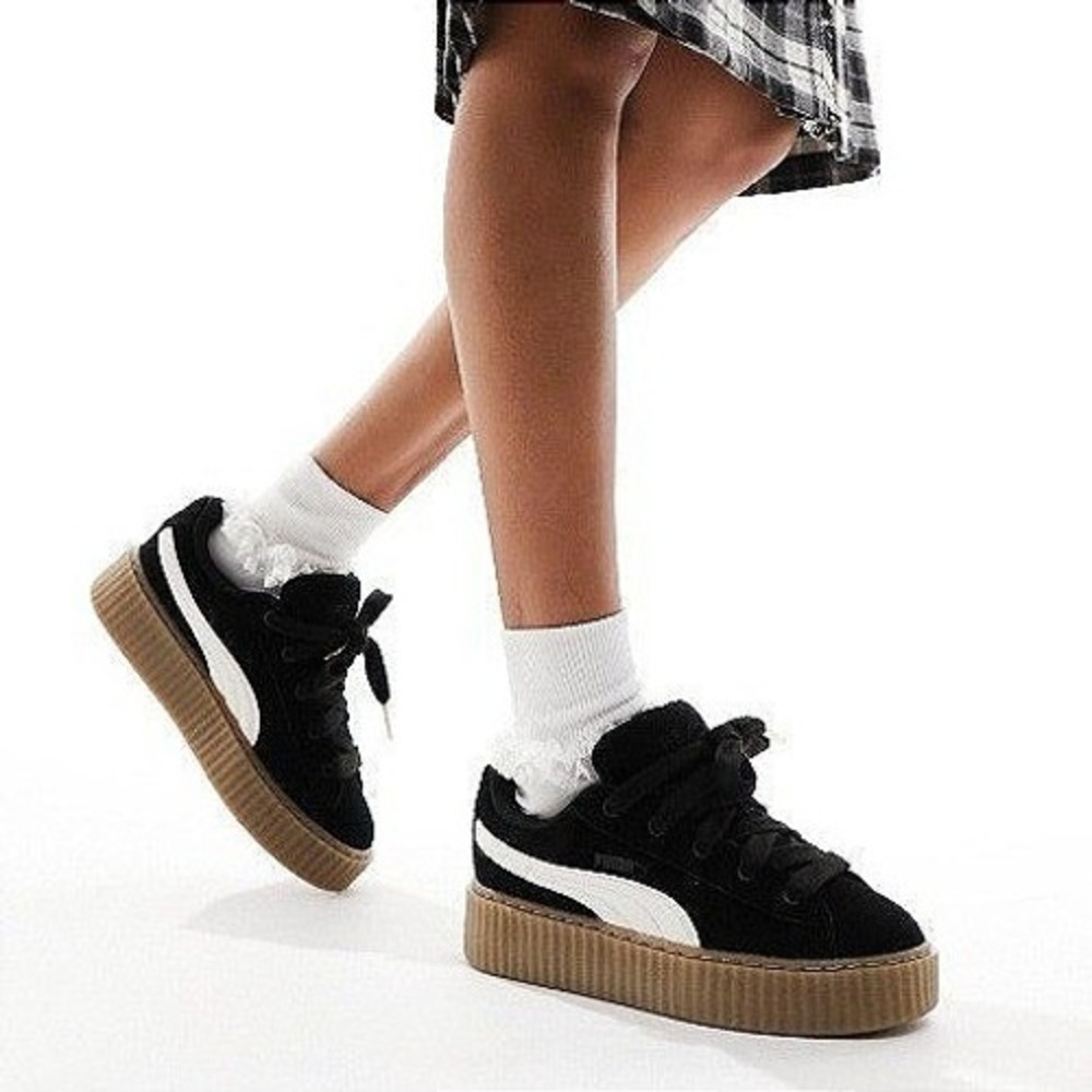 Puma Fenty by Rihanna Suede Creeper Black White Gum Platform Womens‎ 6 NEW RARE